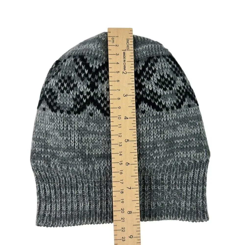 Kids Gray Knit Beanie Fleece Lined Winter Hat